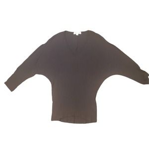 Amour Vert Black V neck Cold Shoulder Ribbed sweater Sz M/L